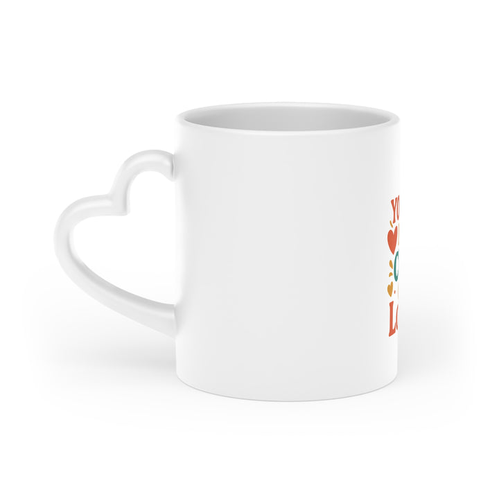 White mug with heart-shaped handle