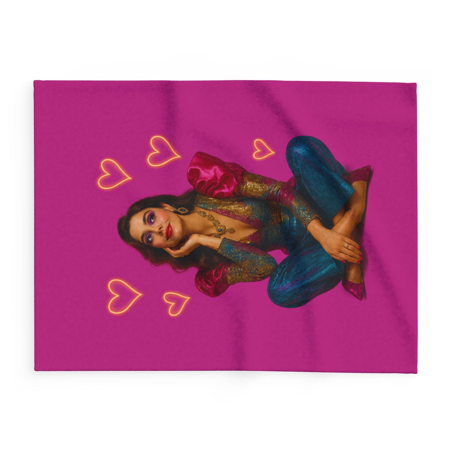 Couple sharing an Arctic Fleece Blanket on movie night - warm smiles