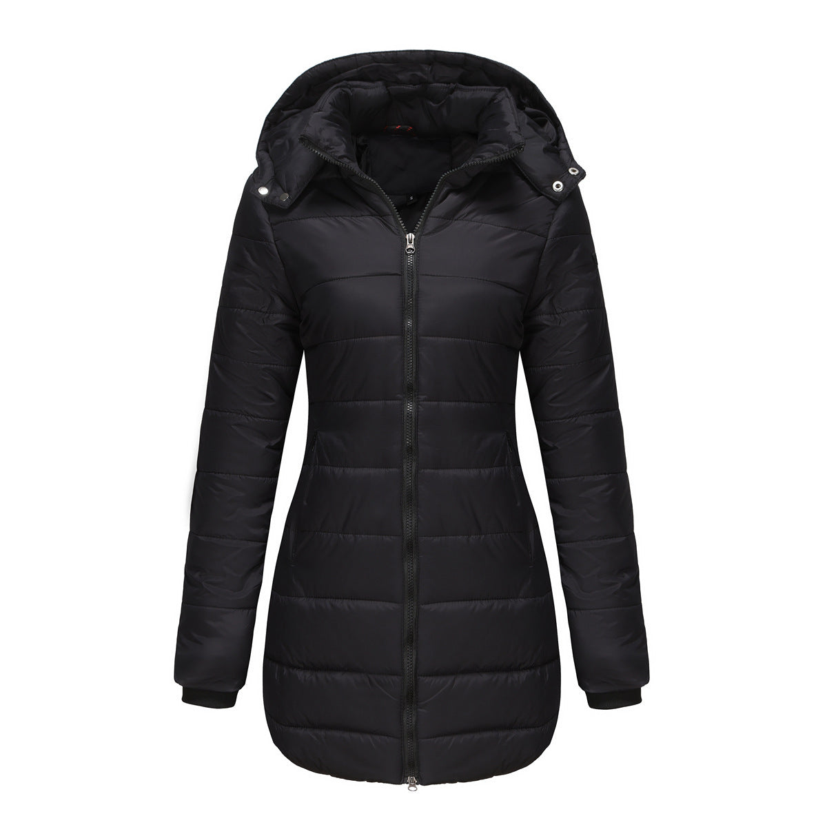“Cozy Outside: Waterproof Cotton-Padded Women’s Jacket by Snowy Trees”

