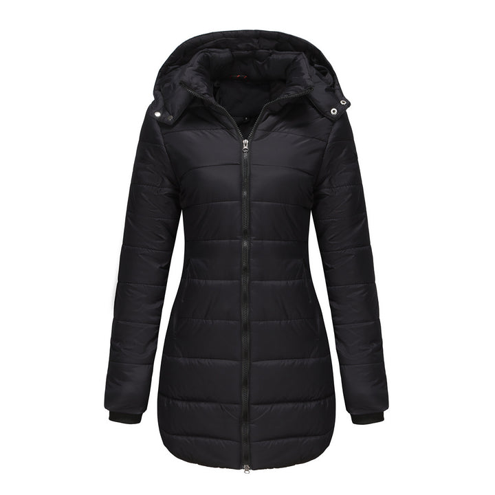 “Cozy Outside: Waterproof Cotton-Padded Women’s Jacket by Snowy Trees”

