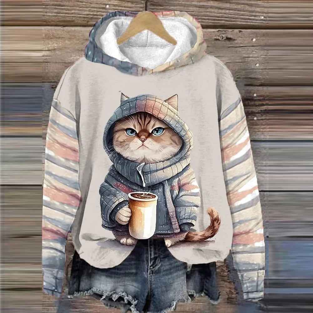 3D Cat Hoodie for Women – Bold Streetwear Pullover