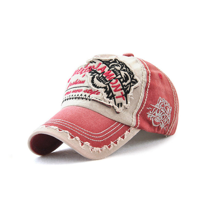 Curved-brim Tiger Head Sun Hat – bold embroidery, low-profile