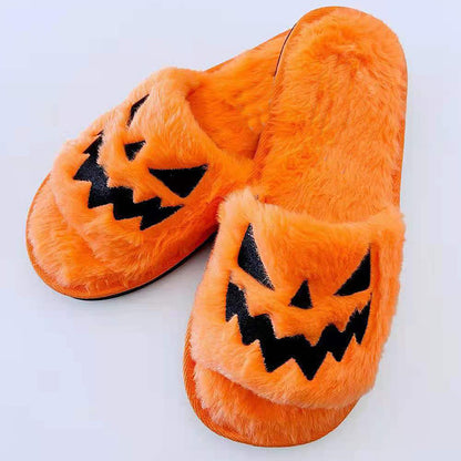 Cute Halloween Slippers Women – Warm Rabbit Fur Comfort at Home