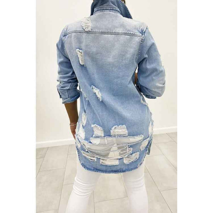 Sexy Ripped Denim Jacket for Women – Elegant &amp; Versatile