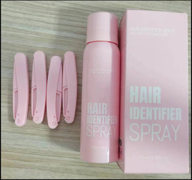 “Dermaplaning essentials: Hair Identifier Spray, spatula, moisturizer”

