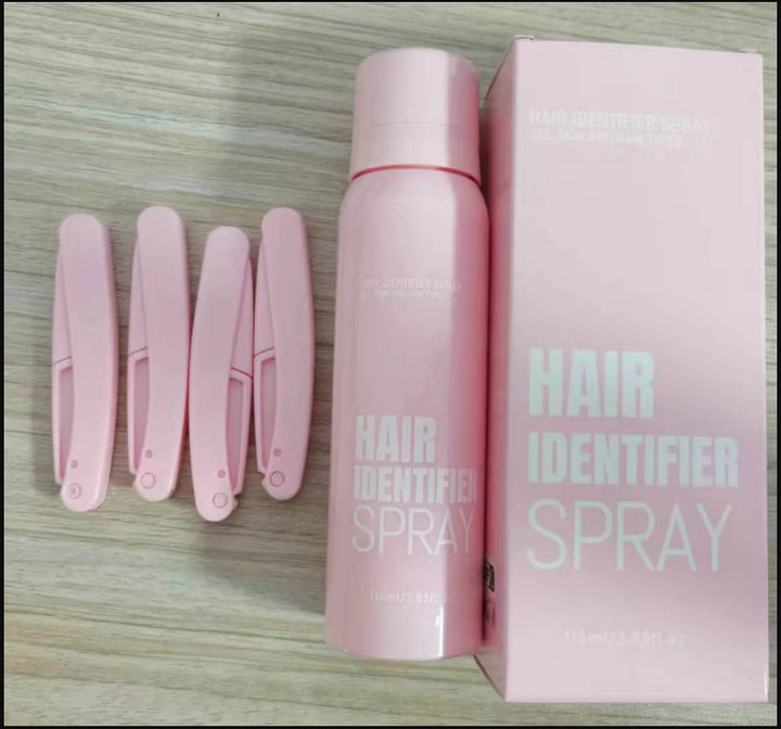 “Dermaplaning essentials: Hair Identifier Spray, spatula, moisturizer”


