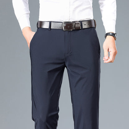 Detail Shot: Waistband of Men's High Elastic Jinammonia Ice Silk Casual Pants – Secure and Comfortable
