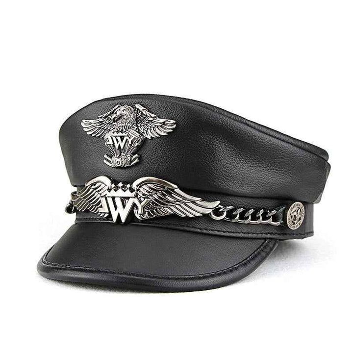 Men’s Harley Motorcycle Hat - Genuine Leather, Retro Punk Style