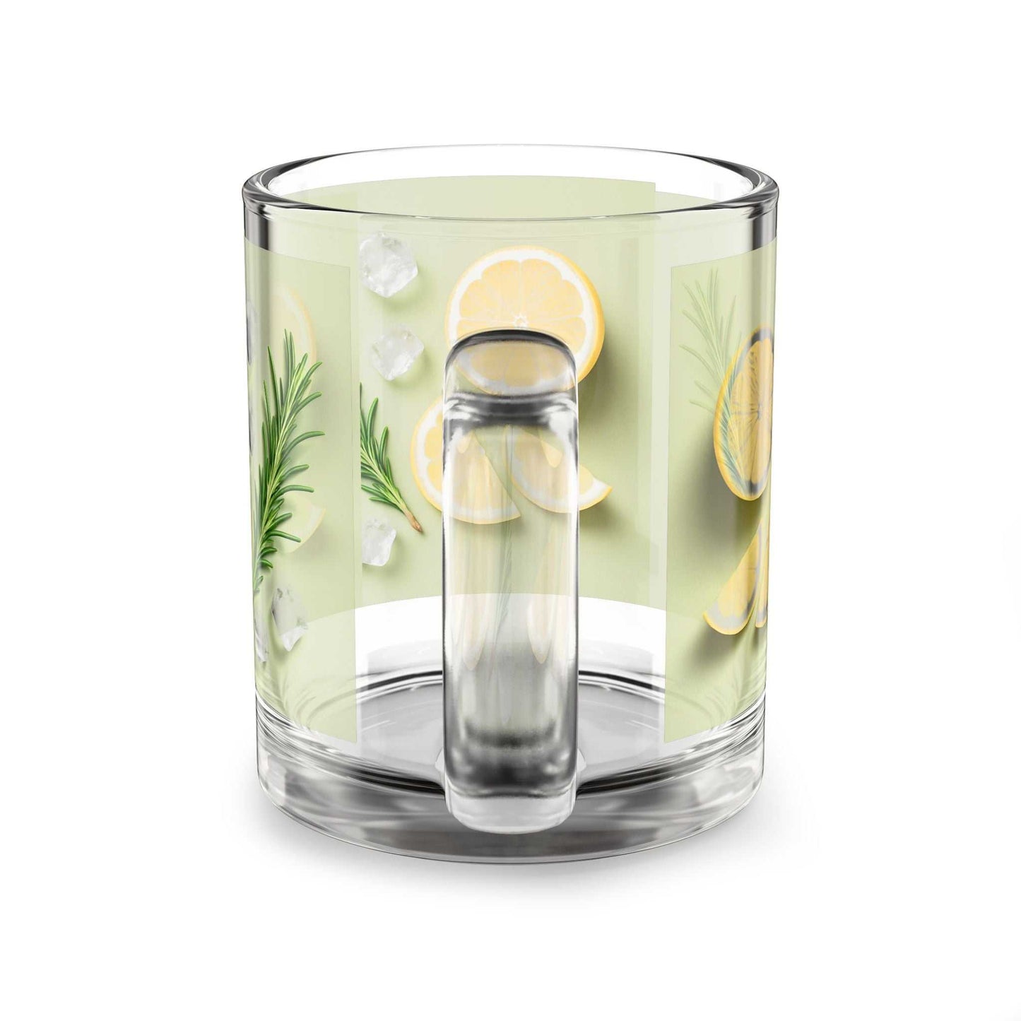 10oz clear glass mug with C-handle
