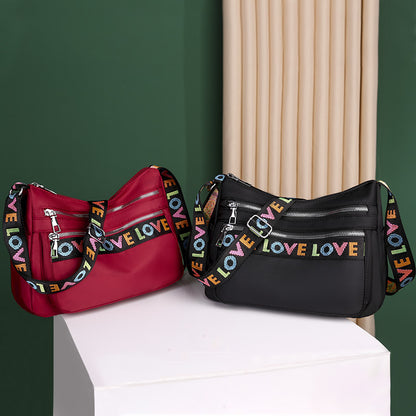 Durable Black Oxford Cloth Crossbody Bag: Multi-Pocket Design for Essentials