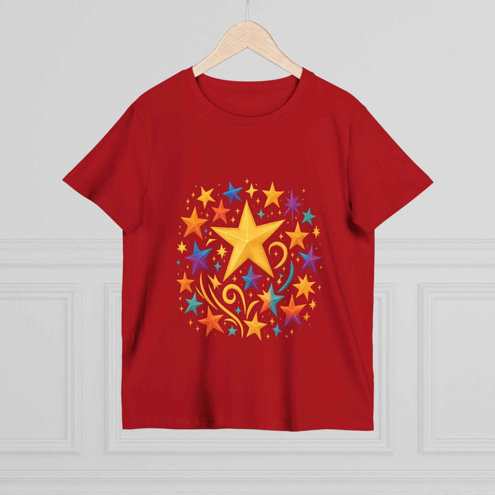Women’s Vibrant Star Tee-100% Cotton Star Print T-Shirt