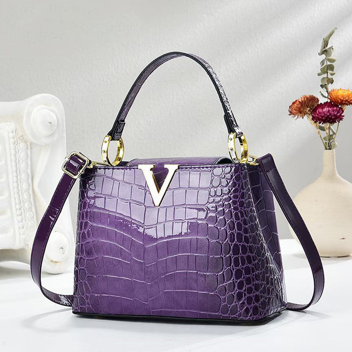 Crossbody Bag in PU with Top Handle and Textured Finish