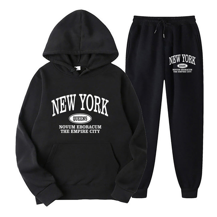 Plus size sweatsuit product image with graphic hoodie and sweatpants