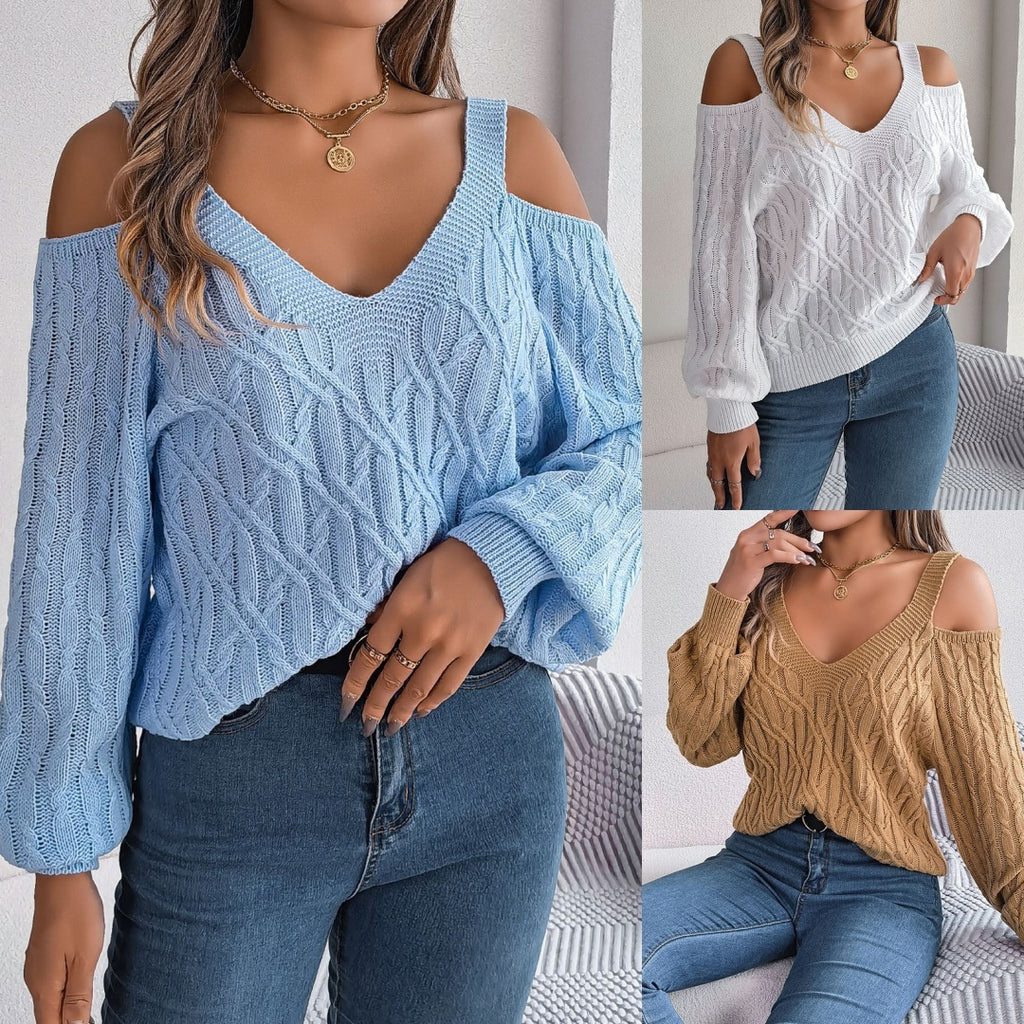 Women's Off-Shoulder Lantern Sleeve Sweater