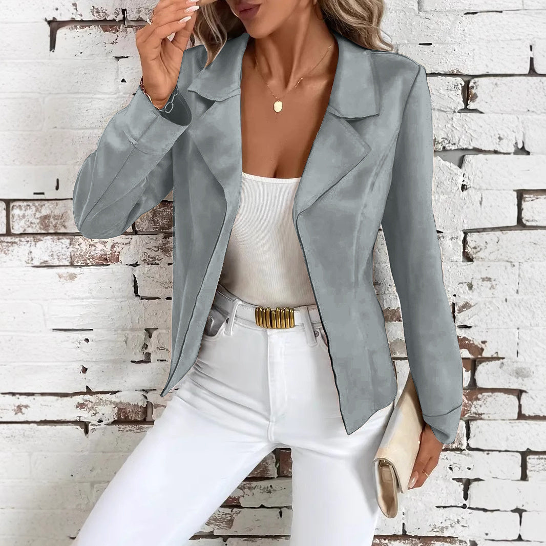 Elegant Blue Women’s Jacket – Autumn &amp; Winter Staple

