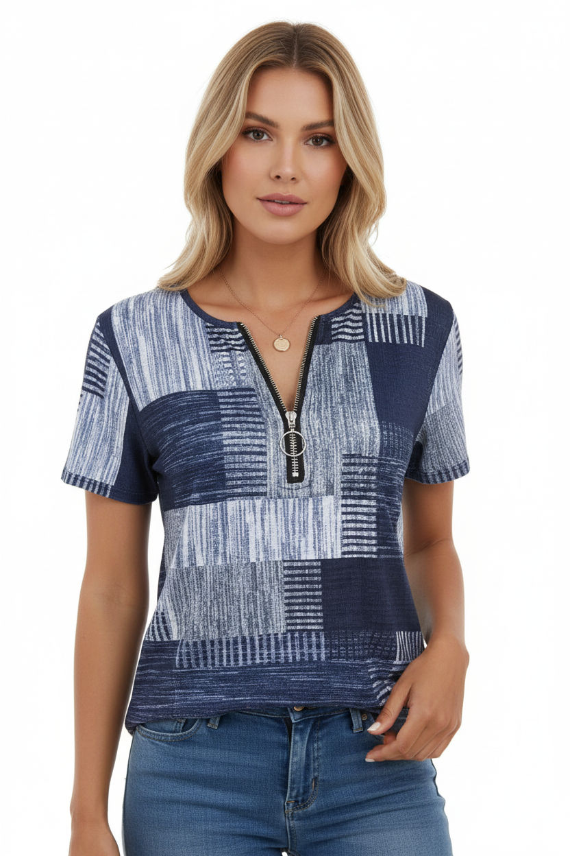 Chic Plus Size T-Shirt with Zipper Detail Style Premium