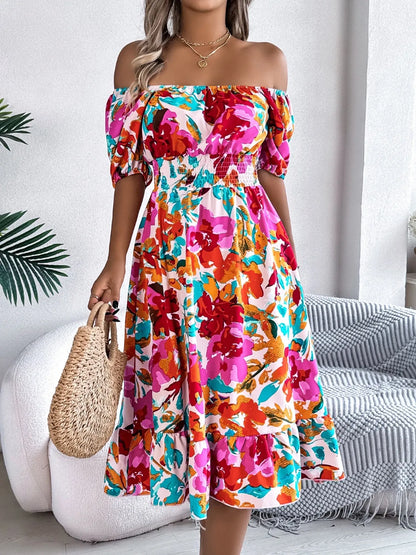 Elegant smocked midi dress – perfect for summer events

