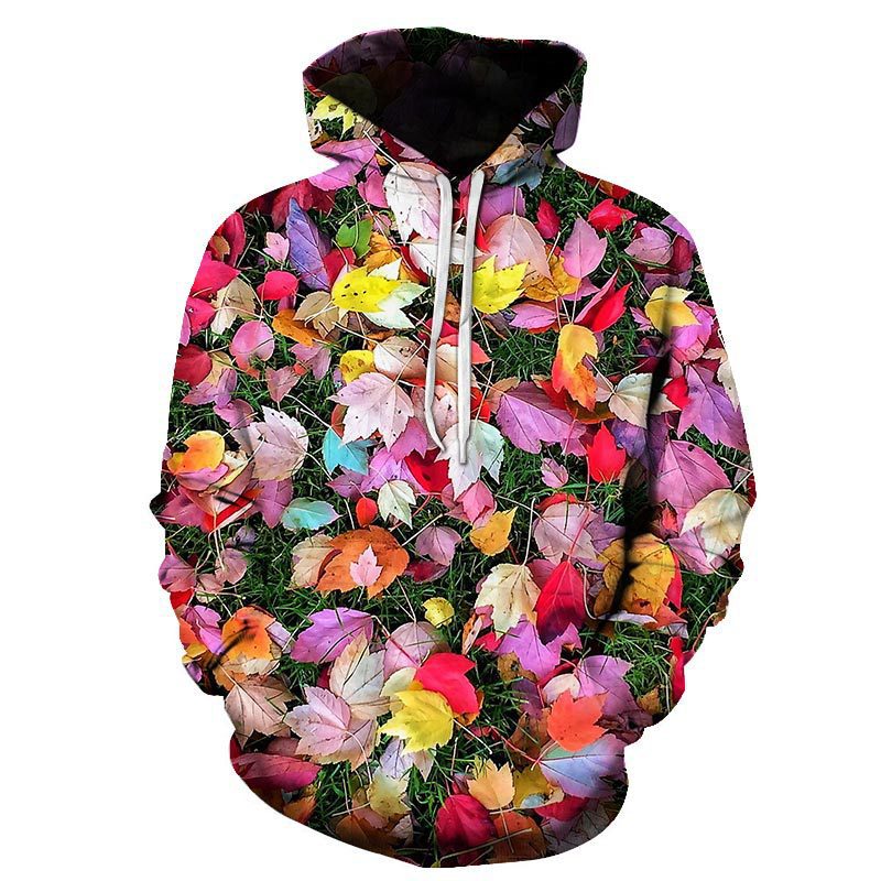 Rose Hoodie with Floral Print and Loose Fit Long Sleeve