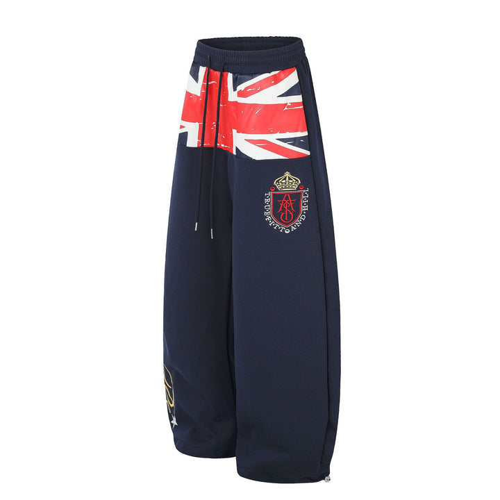 High Waist Wide Leg Sweatpants with Flag Print Graphics