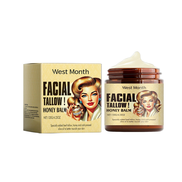 Facial Tallow Honey Balm – minimal vanity flatlay