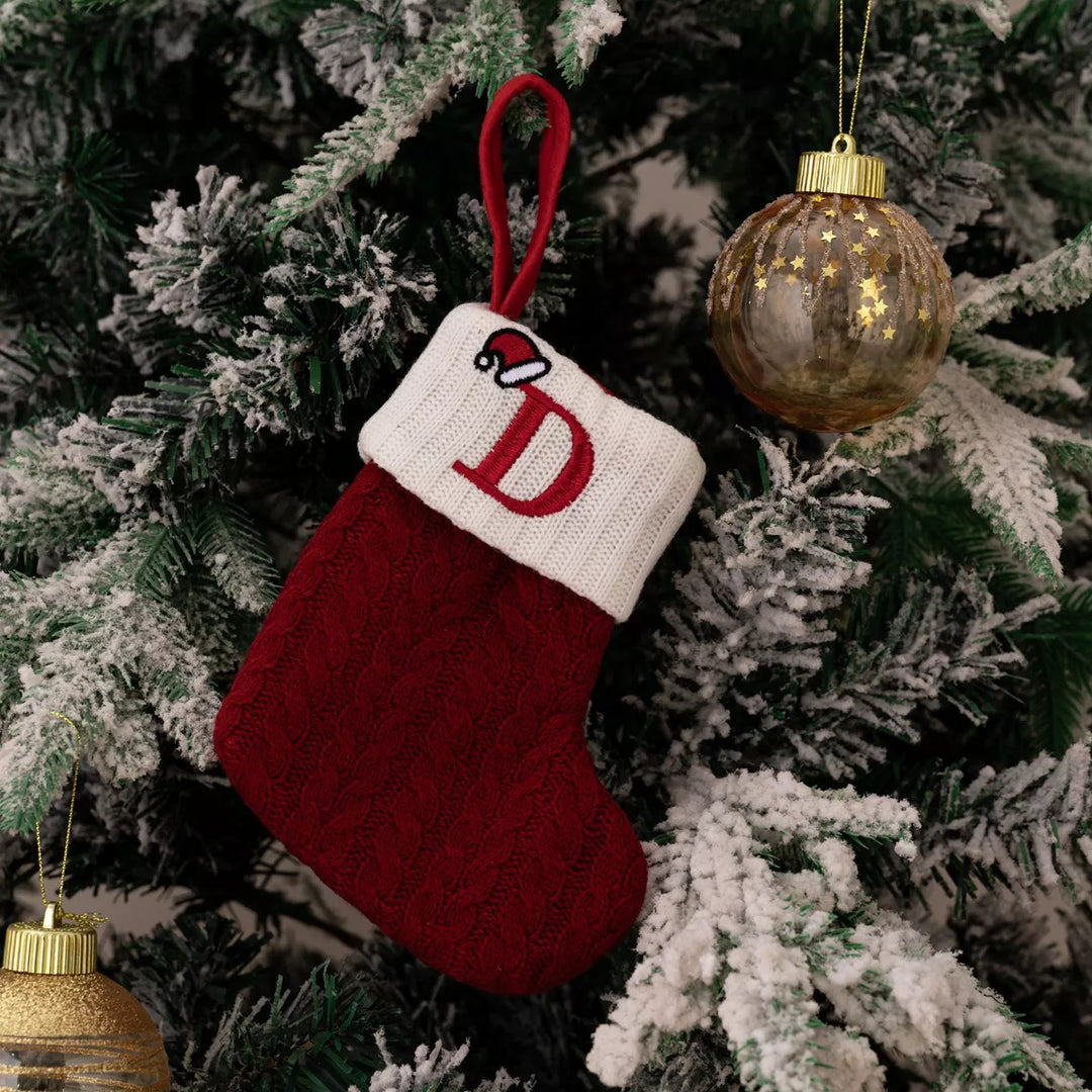 Family Set of Cable-Knit Contrast Christmas Stockings