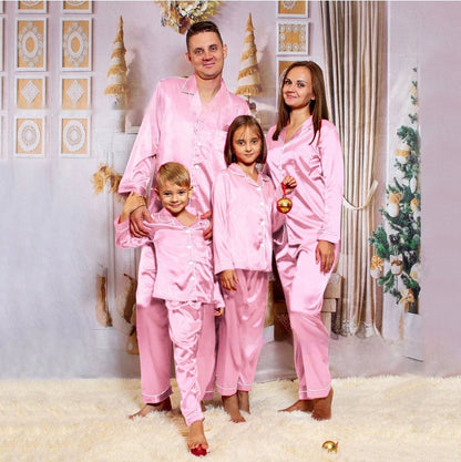 Family matching ice silk pajamas – breathable, lightweight sleepwear