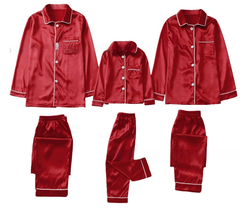 Family matching ice silk pajamas – premium satin shine for holiday photos
