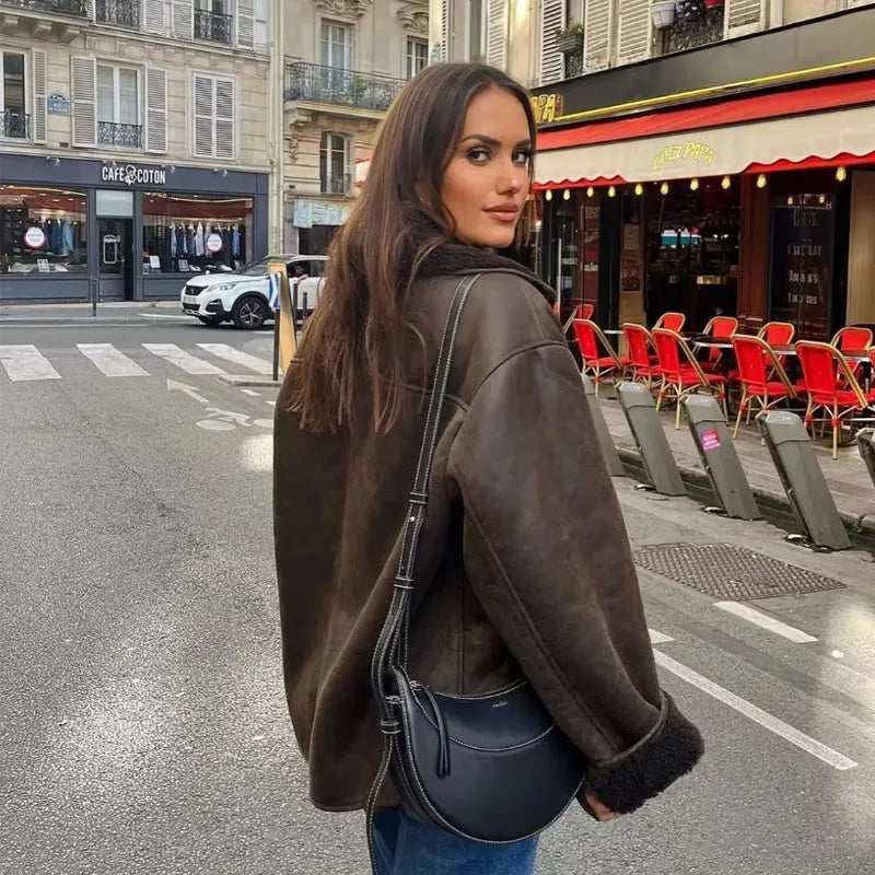 Faux leather jacket for women – warm demi-season outerwear