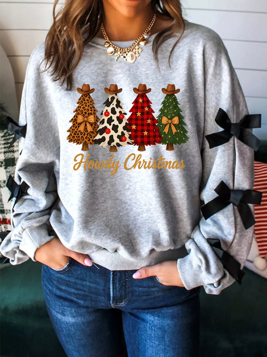 Festive Ribbon Bow Christmas Trees Sweatshirt – Gift Ready