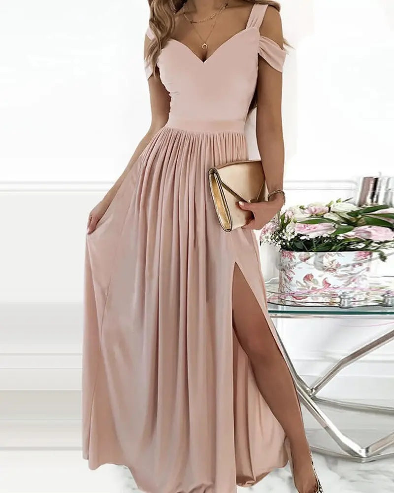Floor-Length Pleated Dress – Texture & Drape

