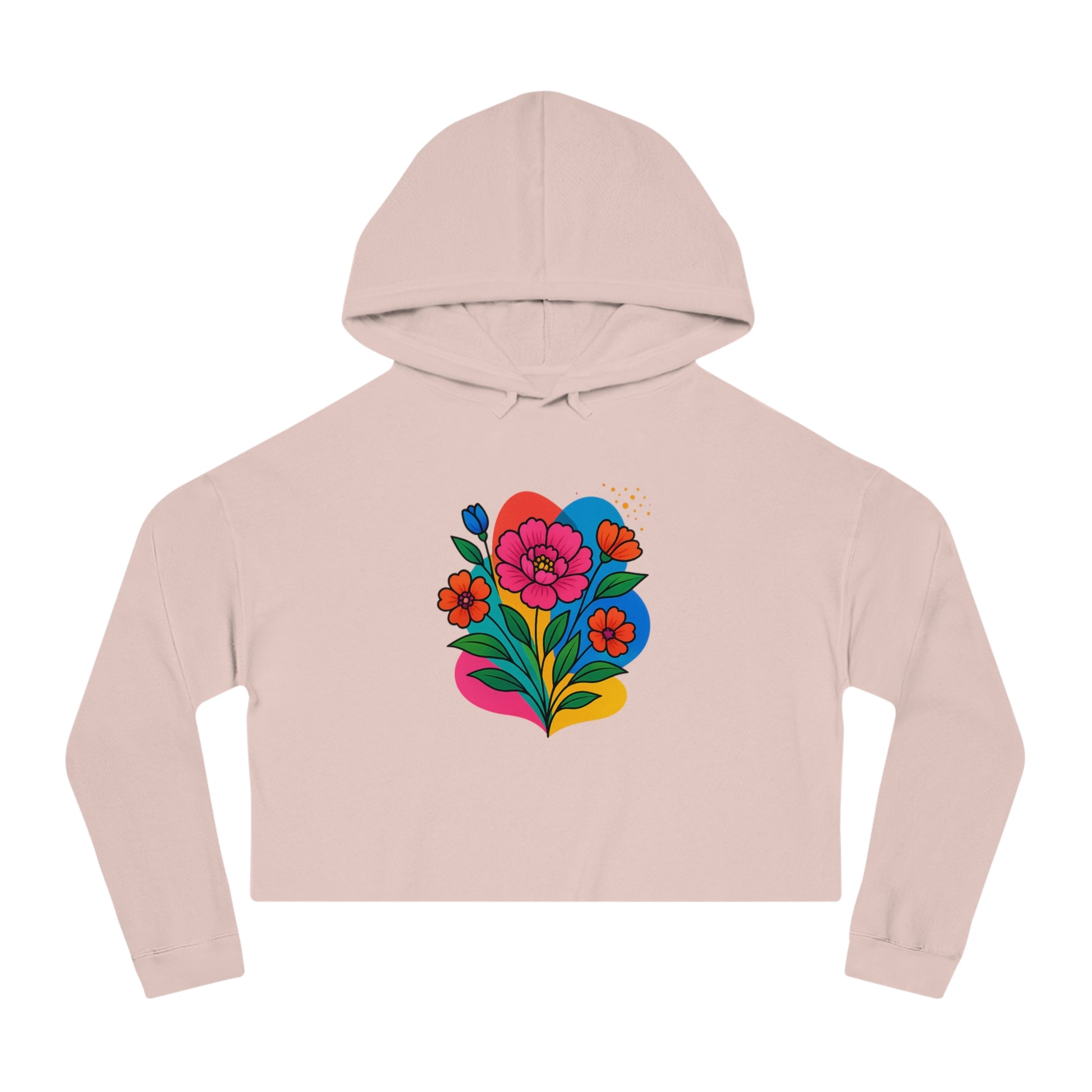 Floral cropped hoodie – adjustable hood and drawstrings
