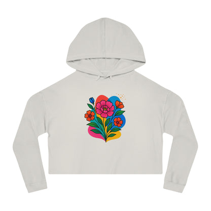 Floral cropped hoodie – ribbed cuffs detail shot