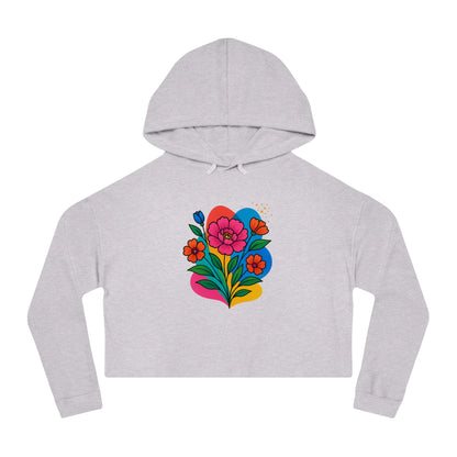 Floral cropped hoodie – styled with high-waisted jeans for spring