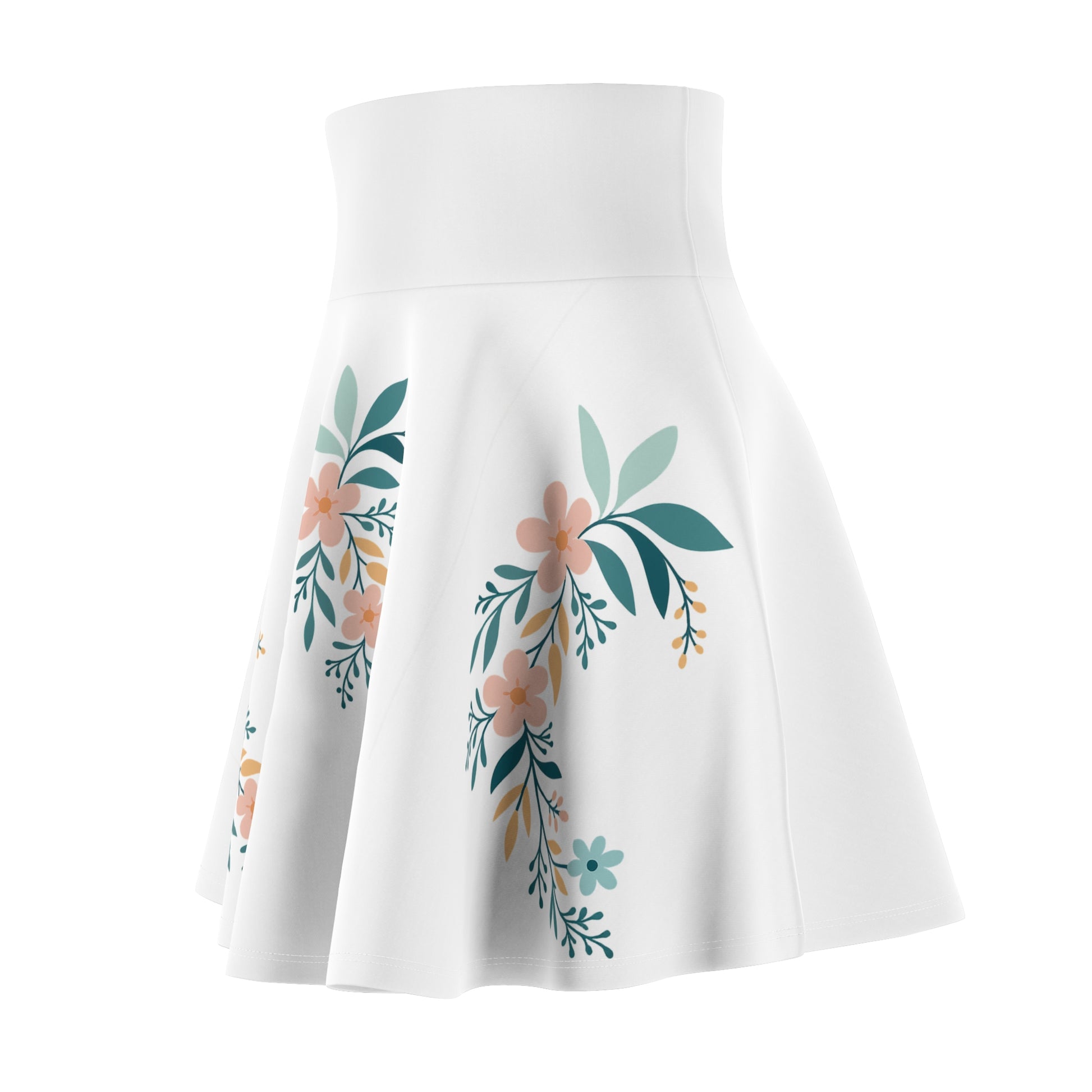 Soft polyester floral skater skirt styled for summer

