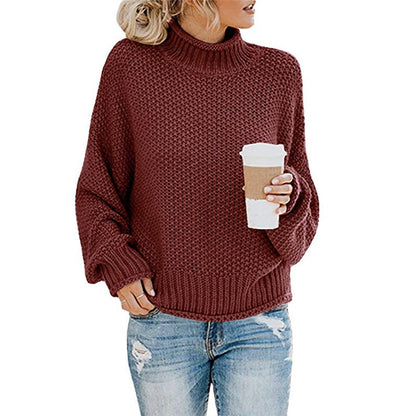 Folded turtleneck pullover sweater stack – neutral and seasonal colors