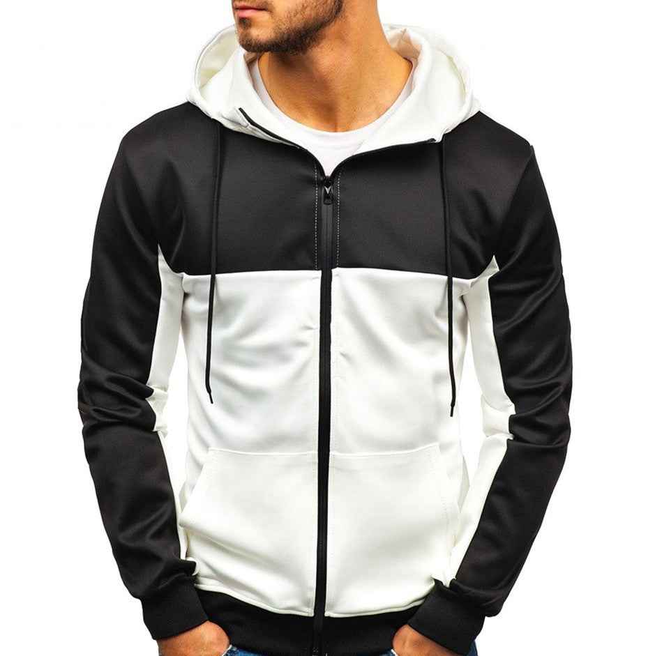 Men’s Hooded Cardigan – Casual Stitching, Warm & Stylish