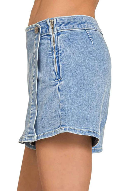 Wrap Denim Mini Skirt - Light Wash, Flattering Fit