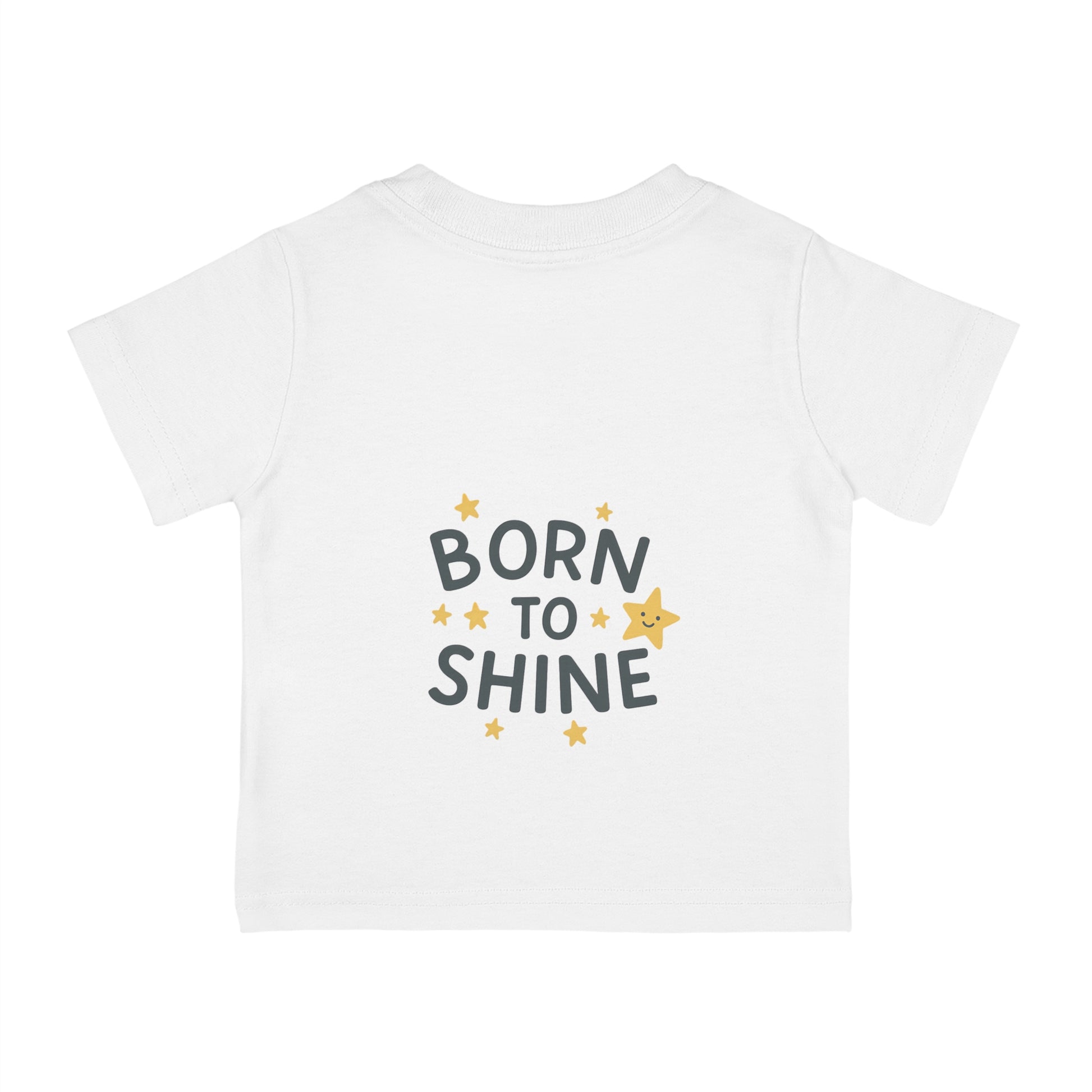 Happy infant wearing soft cotton tee in daylight

