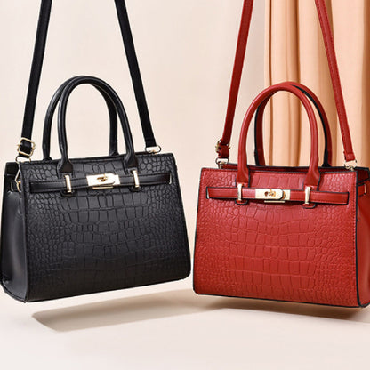 Gray Women's Large Capacity Shoulder Bag Featuring Blue Scarf Accent – Neutral Tote for Effortless Chic