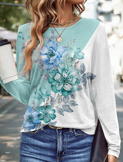 Group of Women Wearing Matching Floral Butterfly 3D Print Long Sleeve Tees at Event