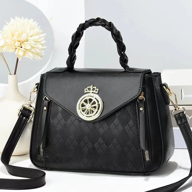 Light Khaki handbag with PU material, zipper closure and single strap shown as an everyday casual tote option view wear look.