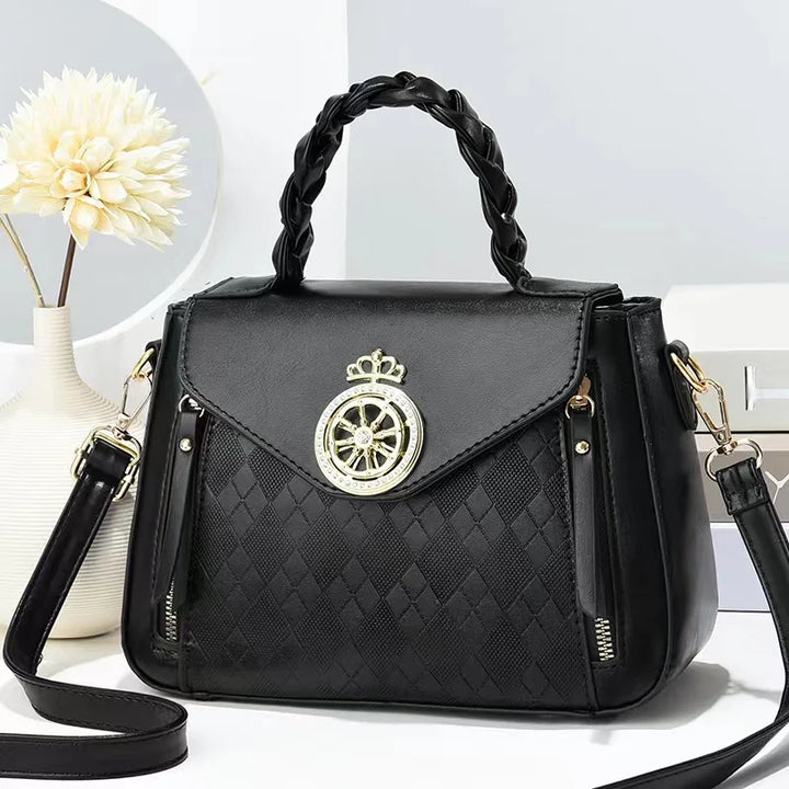 Light Khaki handbag with PU material, zipper closure and single strap shown as an everyday casual tote option view wear look.