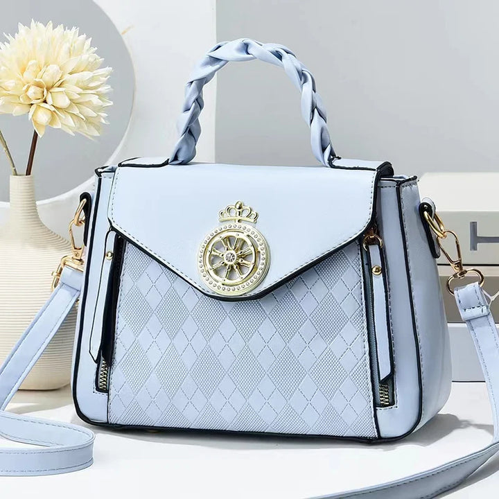 Dark Khaki handbag with zipper closure and one strap shown in a clean product view for shoulder or cross-body use style view.