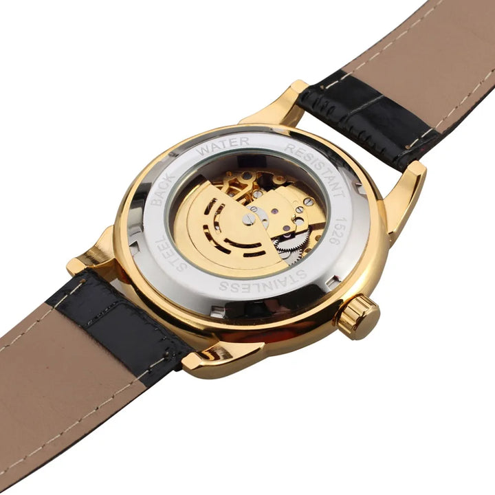 WINNER mechanical watch product view with visible skeleton dial design