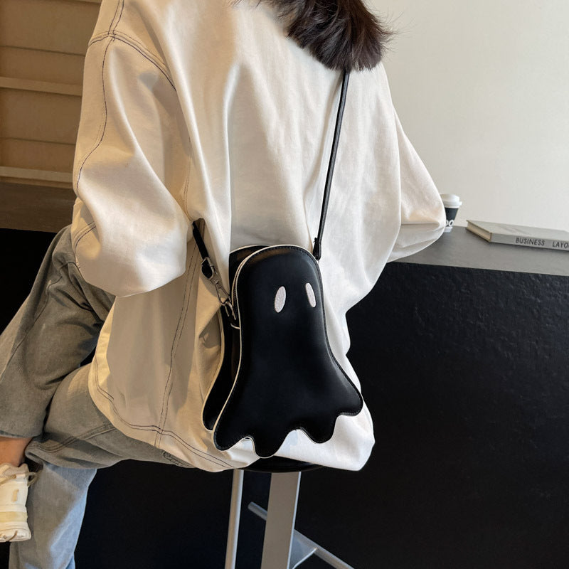 Halloween Ghost Messenger Bag outfit flatlay – streetwear Halloween style