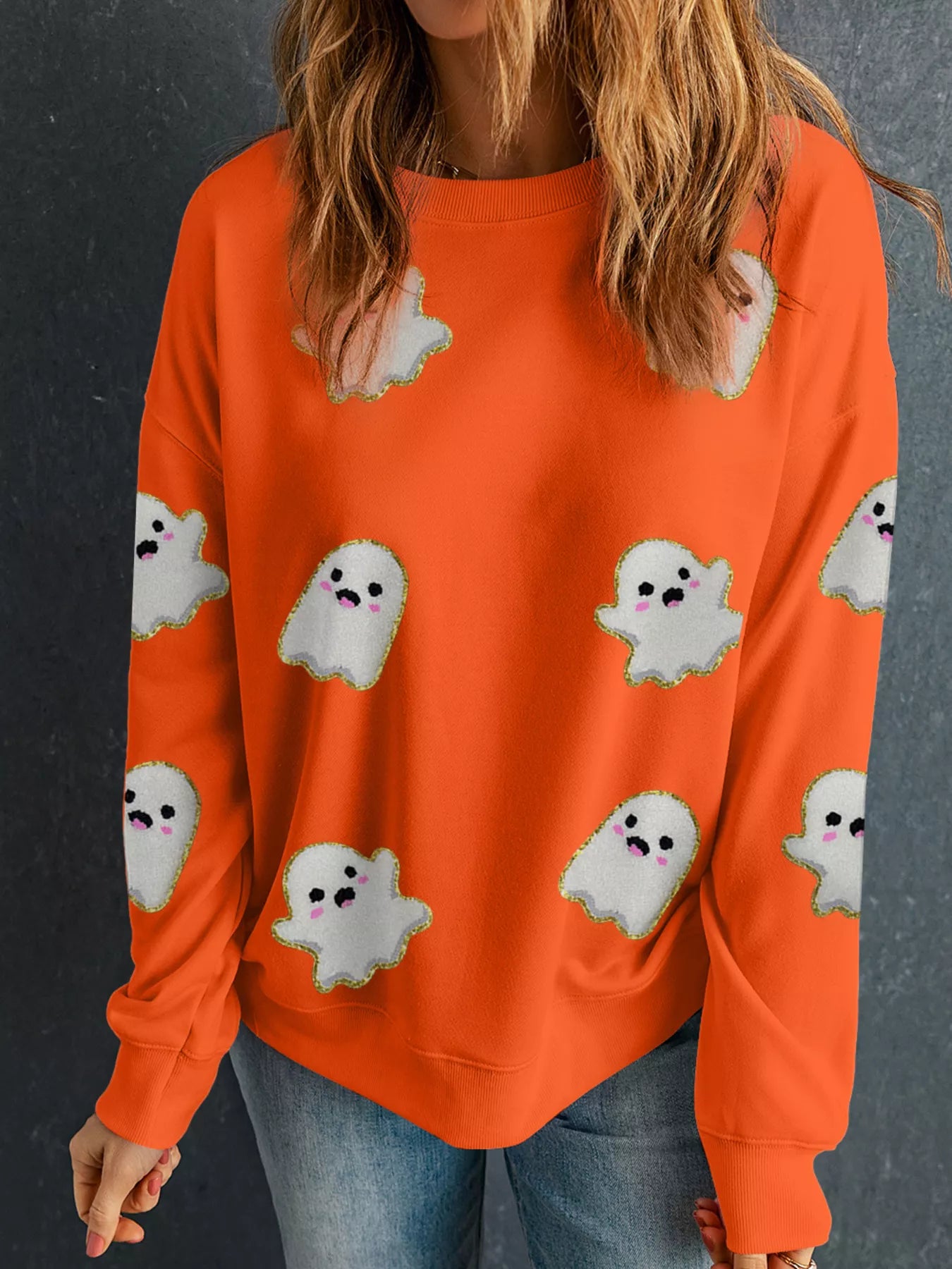 Halloween Ghost Sweatshirt – Soft cotton-blend interior