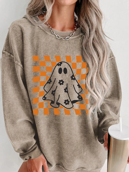 Halloween ghost sweatshirt – slightly stretchy fit in S–2XL