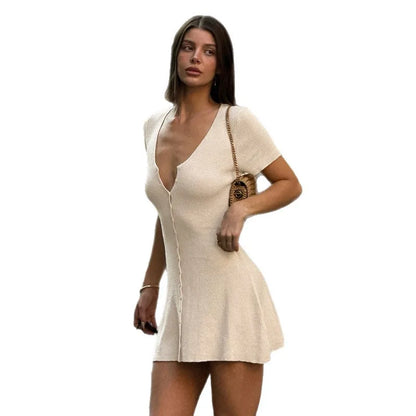 "lightweight mini dress a-line fit comfortable daily wear back view"
