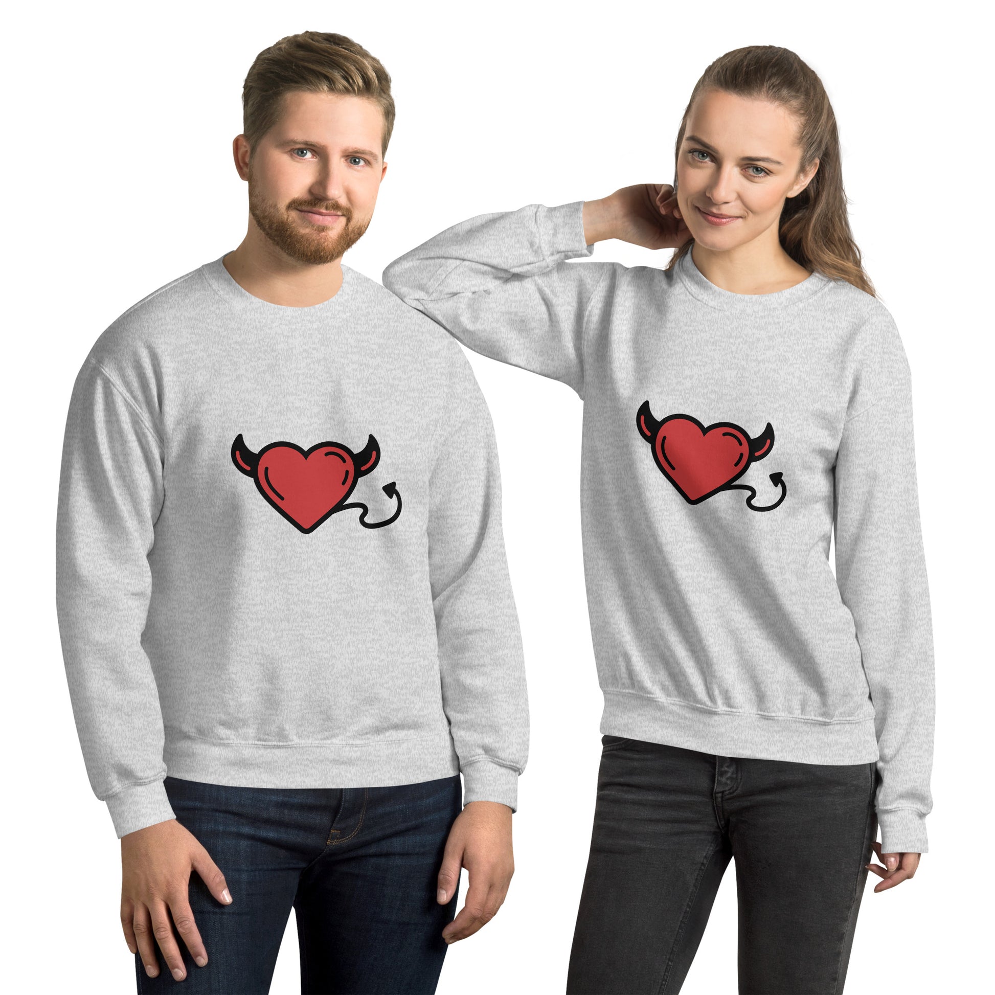 Heather gray unisex sweatshirt for couples, cozy and soft look

