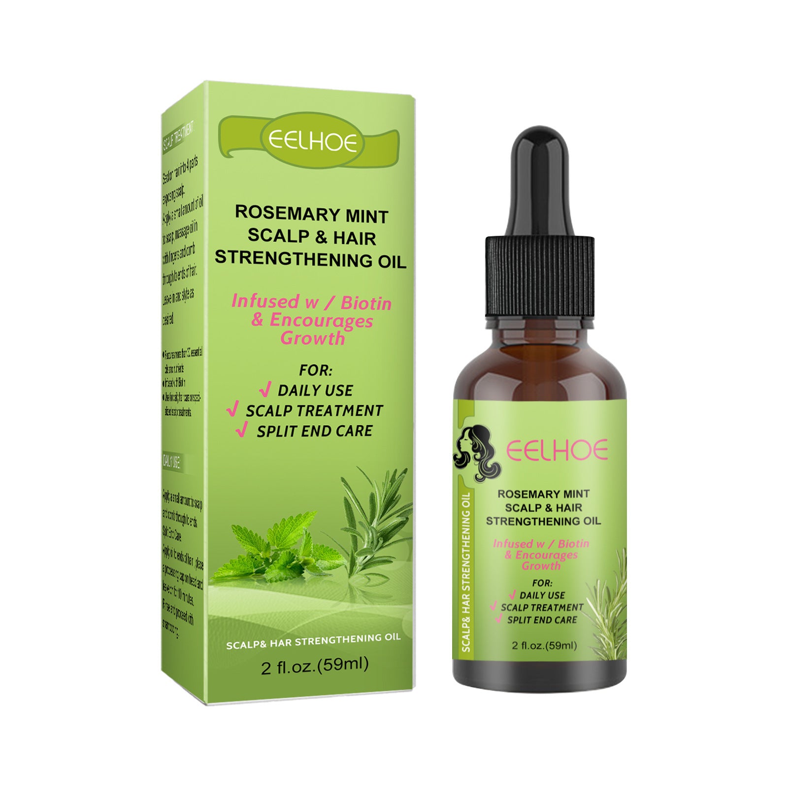 Herbal Rosemary Mint Hair Growth Oil for dry scalp and split ends